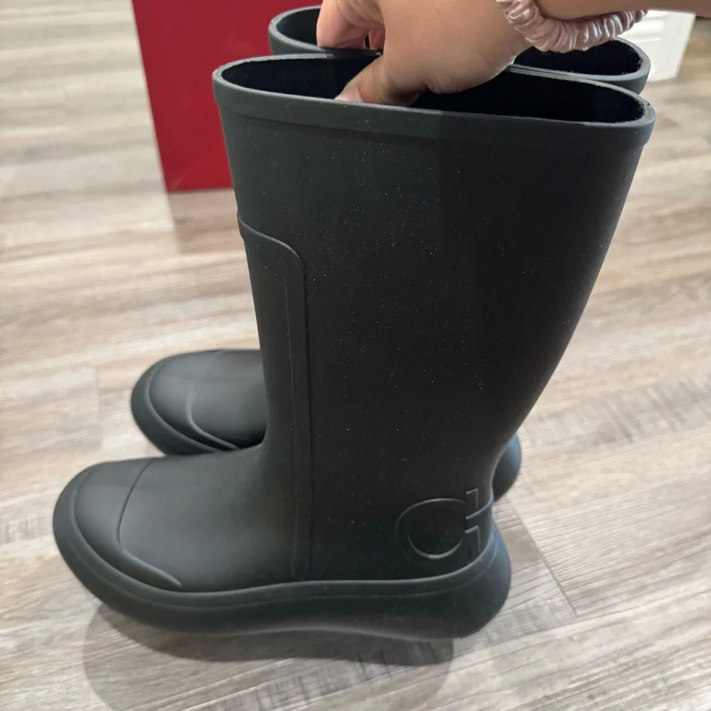 Salvatore Ferragamo Gancini Logo Rubber Rainboots Rain Boot